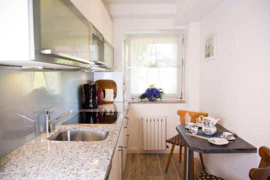 Die gemütliche, kleine Küche in Ferienwohnung Lilo